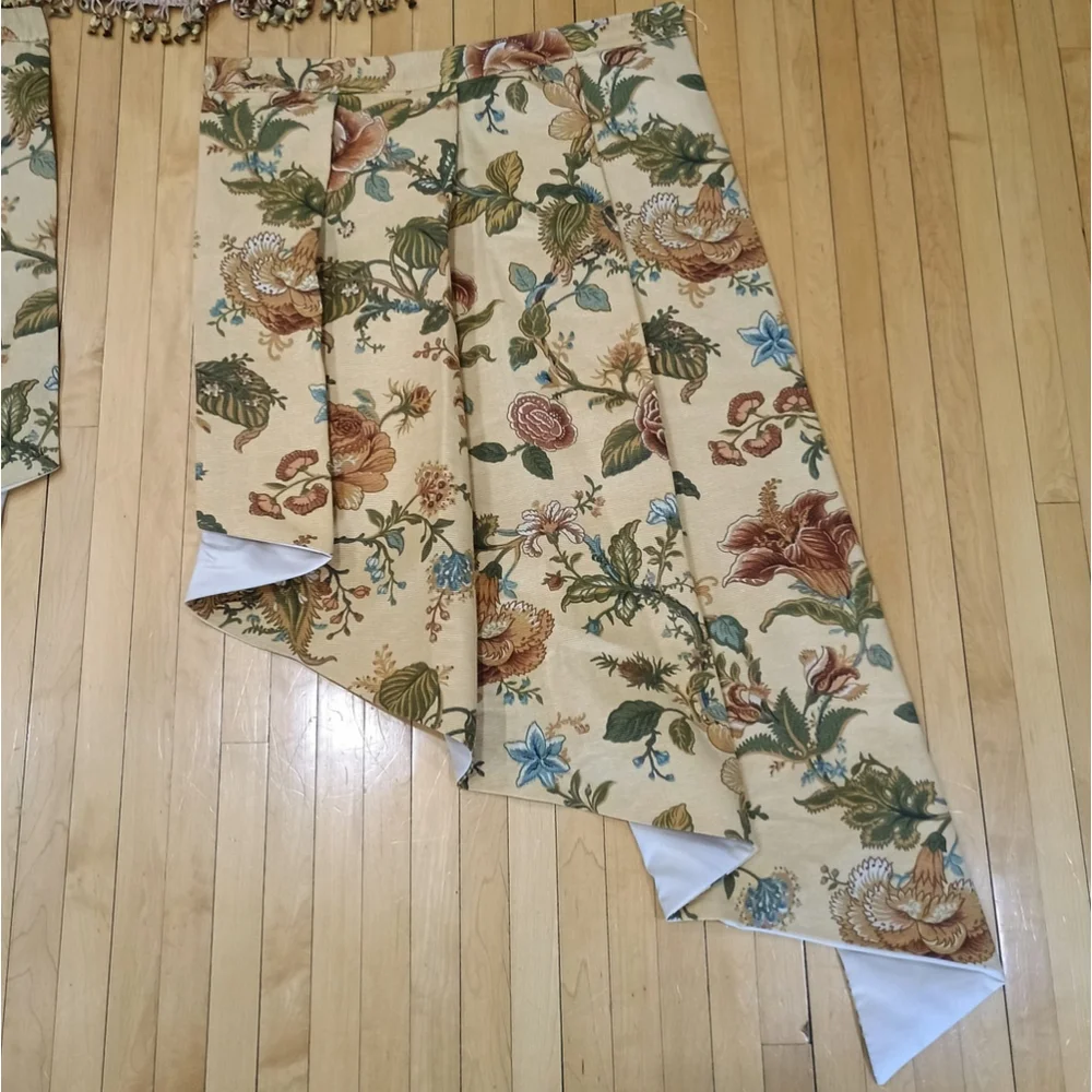 6 Pc Waverly Camelot Garden Room Floral Gold Waterfall Curtains & Canopy Valance